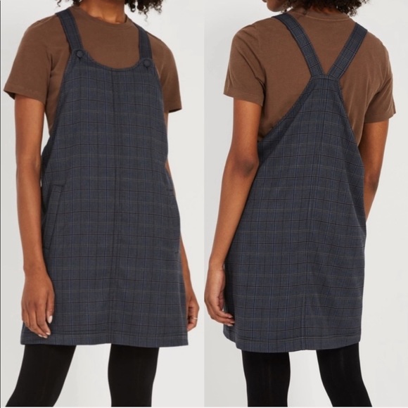 Frank & Oak Dresses & Skirts - Frank & Oak • NWT Navy Plaid Pinafore Dress